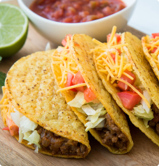 half cow ground beef tacos